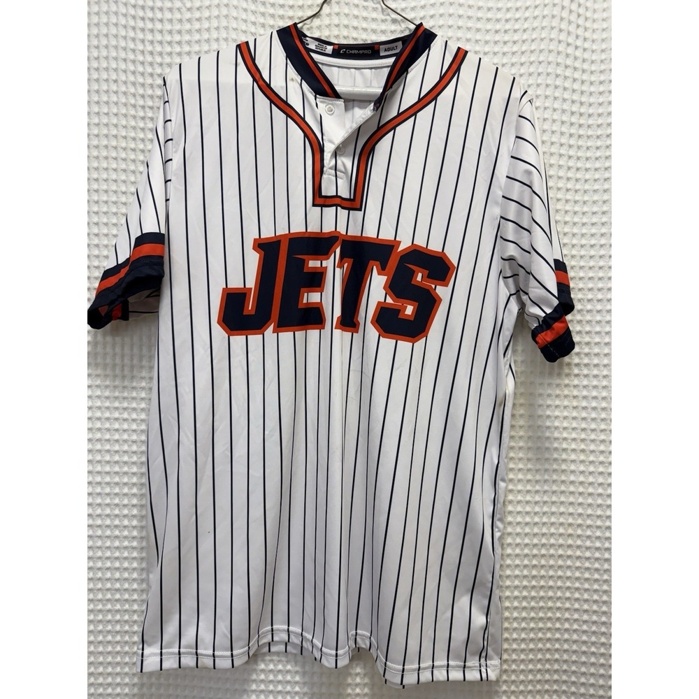 Vintage New York Jets "Coach Russell" Jersey Pinstripe Champro Men's Large